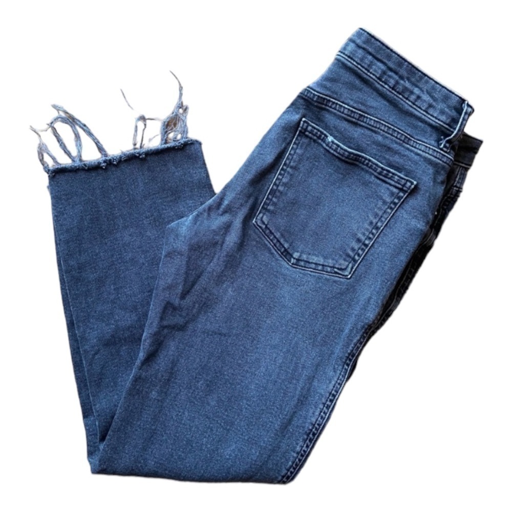 Free People Girlfriend Straight Leg Jeans in Washed Black